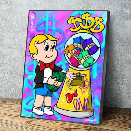 Hd Prints Picture Wall Artwork Cartoon Cute Boy Money Modular Colorful Painting Poster Canvas Living Room Home Decoration Framed