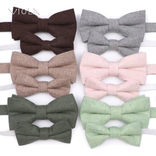 No.22-31 Parent-Child Stylish Wool Bowtie Sets Thick Kids Pet Men Family Butterfly Party Dinner Wedding Suit Bow Tie Accessory