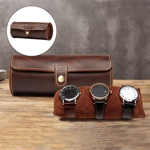 Leather Watch Roll Travel Case Watch Display for Man Travel Home Coffee