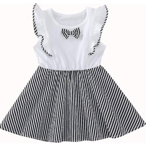 Summer Baby Kids Clothing Toddler Girls Striped Casual A-LINE Dress Sleeveless Pageant Clothes For Children1 2 3 4 5 6 Years