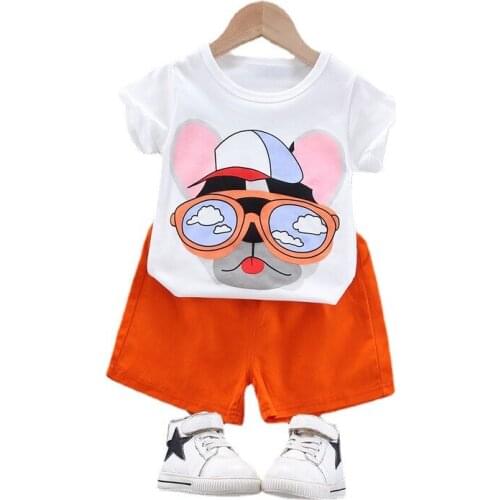 Summer Infant Cotton Costume Toddler T-shirt Shorts 2Pcs/sets Kids Boys Girl Fashion Casual Clothing Children Cartoon Tracksuit