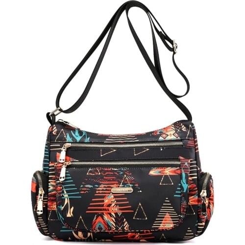 Hot sale floral country style large capacity ladies nylon shoulder diagonal bag fashion casual handbag