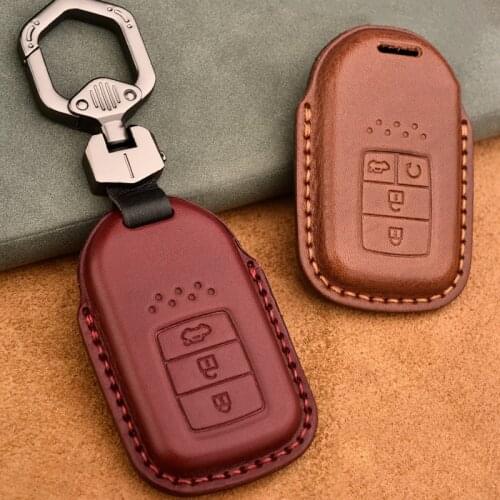 LUNASBORE Leather Key Cover Case for Honda Civic CR-V HR-V Accord Jade Crider Odyssey 2015-2018 Remote Protector Covers Case
