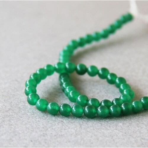 Min Order1) 6mm Fashion Natural Green Chalcedony Beads Round Shape DIY Stone Loose Beads 15inch Jewelry Making Design Wholesale