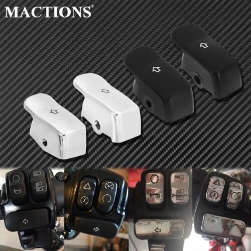 Motorcycle Black/Chrome Turn Signal Extension Caps Switch Button Extended Cover For Harley Softail Slim Fatboy Breakout Heritage