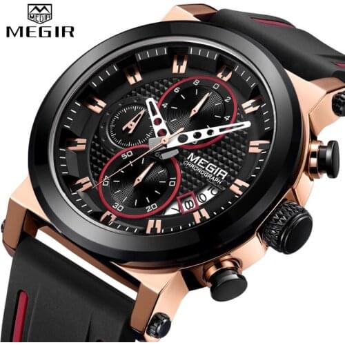 Mens Watches MEGIR Chronograph Men Sport Big Dial Watch Quartz Analog Waterproof Army Military Wristwatch Men Relogio Masculino