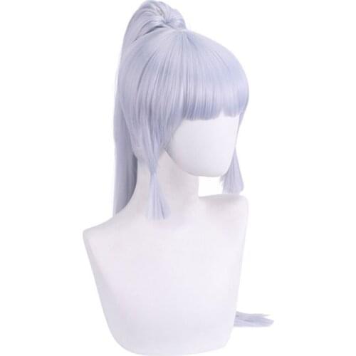 Genshin Impact Cosplay Shenli Linghua Wig Kamisato Ayaka 80cm Heat Resistant Hair