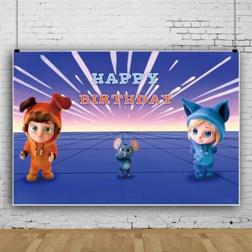 Custom Dave and Ava Children Birthday Photography Backdrop Cartoon Photo Background Mouse Dog Vinyl Decorate Photo Booth Props