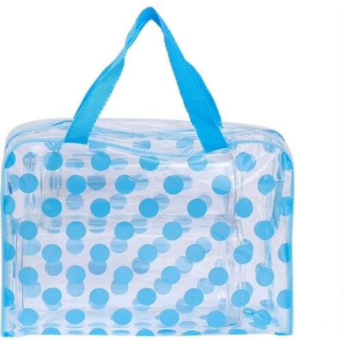 Transparent PVC Polka Dot Zipper Cosmetic Bags Waterproof Wash Bag Travel Dustproof Storage Pouch Dirty Clothes Organizer Case