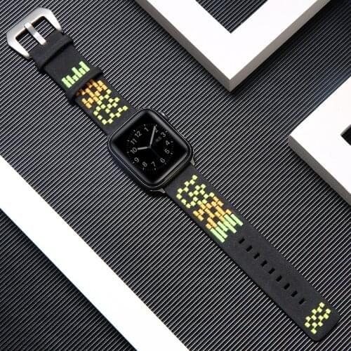 Band For Apple Watch Strap Series 1 2 3 4 5 38mm 40mm 42mm 44mm Embroidery Bracelet Belt Apple iWatch Band Leather Watchbands
