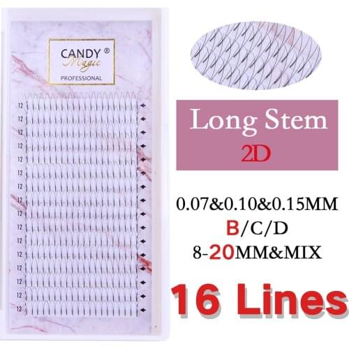 Candy Magic Wholesale Price Russian Volume Eyelash Extensions 16 Lines 2D/3D/4D/5D/6D/7D/10D Long Stem Premade Fans Eyelashes