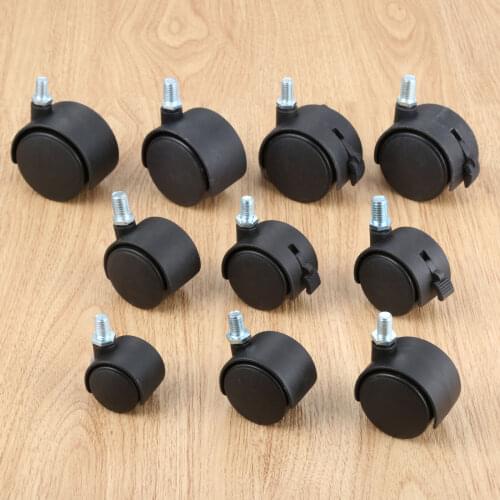 1set Sliding Wheel Swivel Casters 1/1.25/1.5/2 Inch Rubber 360 Degrees Rotating Rolling Office Computer Chair Hold M8/M10 screws