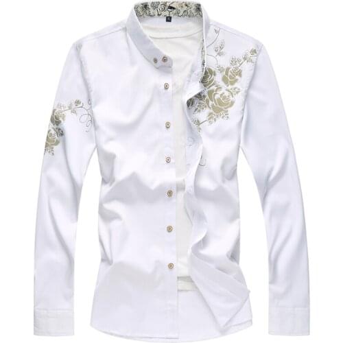 Large Size White Mens Flower Shirt 2020 New Shirts Fashion Business Casual Shirt Men Autumn Camisa 7xl