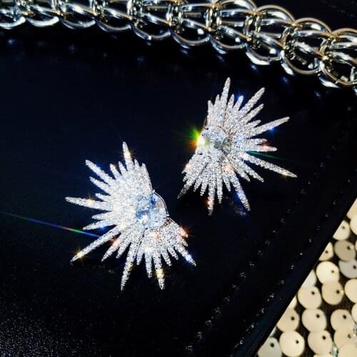 Hot New Big Sterling Earrings Jewelry Stud Dragonfly Cubic Zirconia Stone Fashion Brand Earring