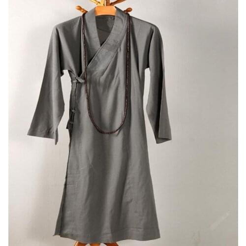 Unisex high quality linen&cotton buddhist shaolin monk kung fu robe zen lay clothing buddha gown meditation suits kesa unifroms