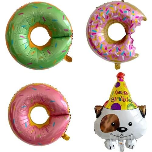 1pcs Pink Donuts Candy Ice Cream Popcorn Foil Balloons Baby Shower Happy Birthday Decorations Inflatable Helium Sweet Kids Toys