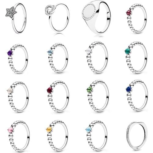 NEW 2021 100% 925 Sterling Silver Star Gem Ring Women Fit DIY Original Bracelet Fshion Jewelry Gift