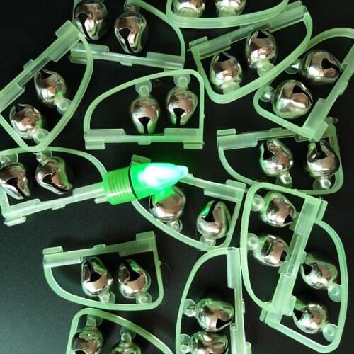 1/5Pcs Luminous Light Twin Bells Clip On Night Fishing Rod Bite Alarm Fishing Rod fishing Tackle Accessories