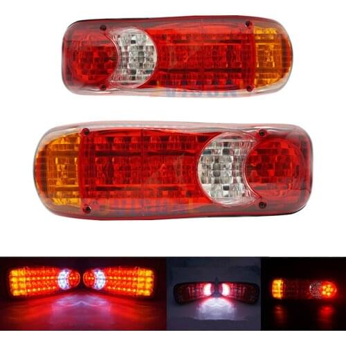1Pair Waterproof 46 LED Taillights 24V Trailer Truck Lorry Stop Rear Tail Light Auto Car Signal Lamp Caution Indicator Fog Light