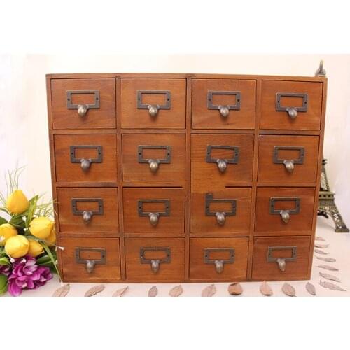 1PC Household Storage Organization Decoration Wood Vintage Wooden Bed Wall Storage Case Drawer Makeup Box Storage Box JL 0900