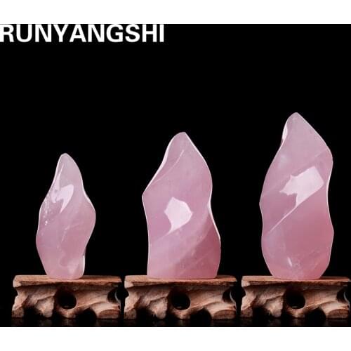 1pc Natural Malagasy Pink Crystal Rose quartz Torch crystal crafts Energy gem quartz Hand carved home decoration