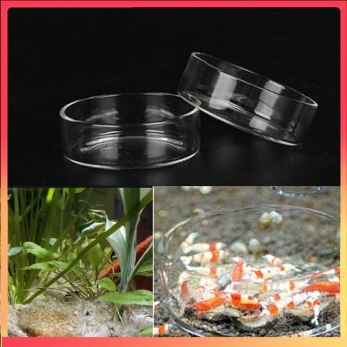 1PC Transparent Glass Crystal Shrimp Feeding Food Dish Feeder Tray Round Container Fish Tank Aquarium Feeding Tropical Fish Bowl