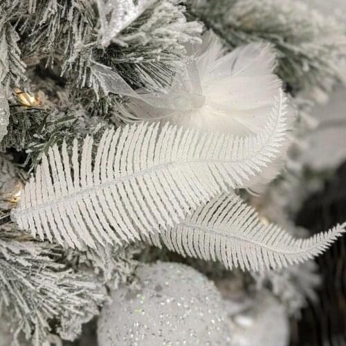 1Pc Christmas Tree Decoration Clip with Feather Glittering Bauble Ornament Decoration for Home Party Wedding Decor Plumes Cente