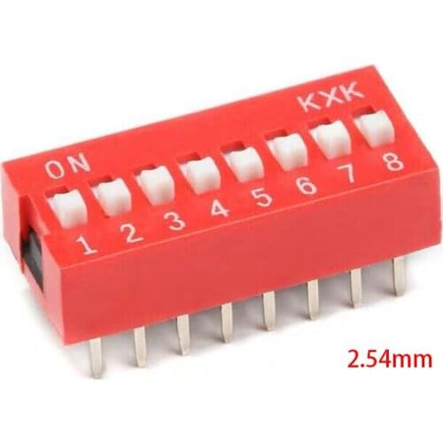 10PCS DIP Switch 8 bit Way 2.54mm Toggle Switch Red Snap Switch Wholesale Electronic