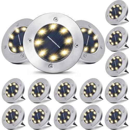 New 16pack Solar Garden Lights IP65 Waterproof Solar Ground Lights Outdoor Sensing Landscape Lighting for Lawn Patio Pathway