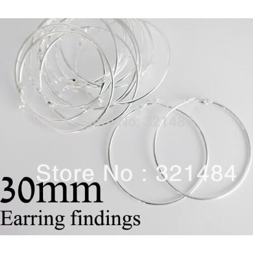 200piece 30mm Silver plated french hook earring backs nickel free hoop earring findings