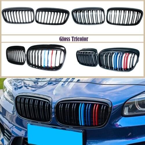 2pcs Car Grille Front Bumper Grill M Power Performance For BMW F45 F46 2 Series 220i 228i M2 GT 2015-2018 Carbon/Black Kidney