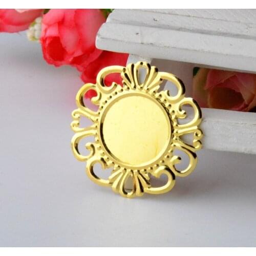 Free shipping 50Pcs Gold Plated Filigree Cabochon Setting Wraps Connectors Crafts Decoration DIY Embellishments 36x36mm J2858