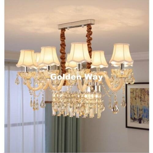 Free Shipping Crystal Chandelier White Hanging Lighting European Style Glass Chandeliers Light for Living Dining Room Lighting
