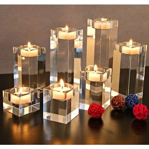 Shining Crystals Cube Candelaar High Temperature Resistance Candles Holders Diner Party Decoration Props