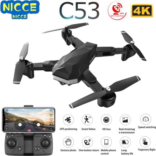 C53 5G GPS WiFi FPV RC Drone with 4K HD Dual Camera Follow Me Optical Flow Foldable Professional Helicopter Quadrocopter Kid Toy