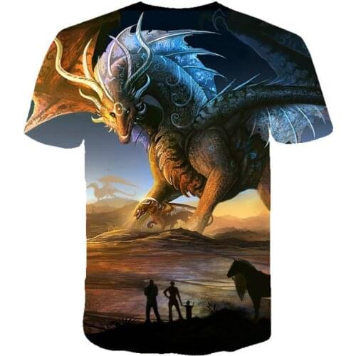 T-Shirt Top Selling Starry Sky Abstract Dragon T-Shirt Clothing Summer 2021 New! Round Neck Horror Skull Mens T-Shirt 3D Print