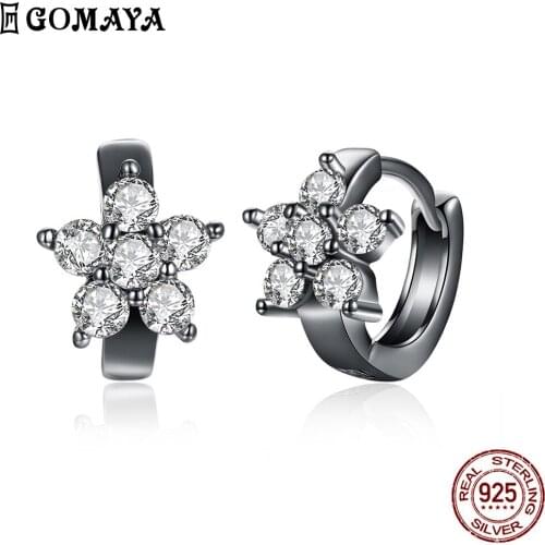 GOMAYA Creativity Flower Circle Earring Romantic Charm Cubic Zirconia Hoop Earrings To Woman Party Birthday Gift Fashion Jewelry