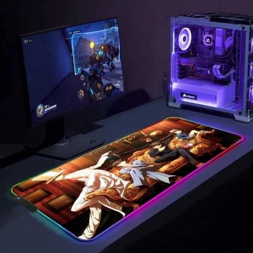 Gaming Mouse Pad Detective Conan Computer Mousepad RGB Large Mouse Pad Gamer Mouse Carpet Big Mouse Pad pc Play Mat with Backlit