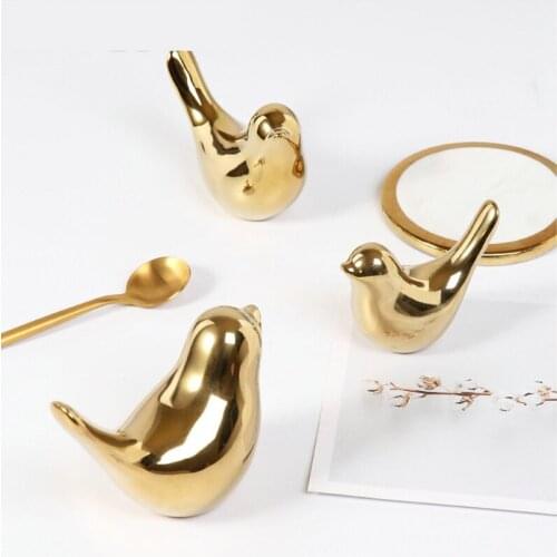 Ceramic Bird Figurines 2021 Creative Gold Home Decoration Accessories Golden Birds Figures Fashion Wedding Ornaments Room Decor