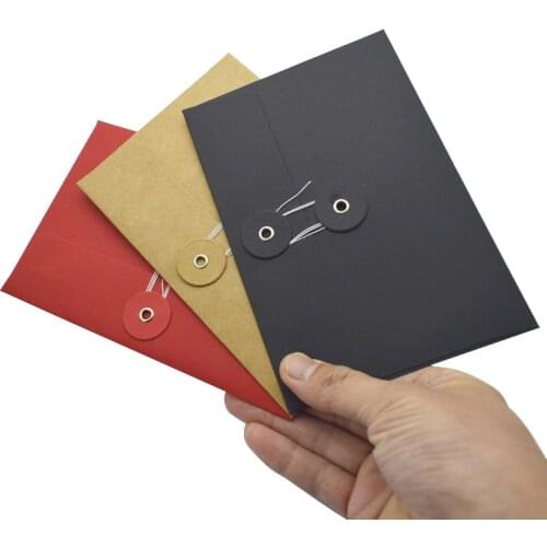 10PCS Retro Thickened Envelope With Thread Buckle Portfolio Shape Envelope For Letter Photo Postcard Storage Office Stationery