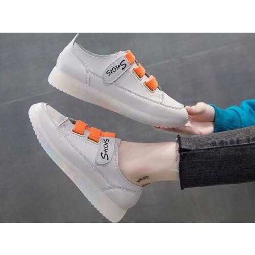 Large Size Womens Shoes Net Red and White Shoes Wild Breathable Lazy Velcro Sneakers Explosive Models Womens Single Shoes