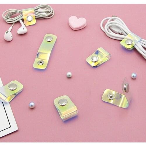 Laser Transparent desktop phone cord winder headset clip charger manager management wire holder silicone seat