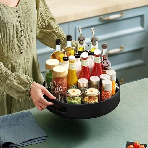 HOT Steel Lazy Susans Organizer Rotating Spice Racks For Pantry Cabinet Cupboard Table With Turntable, 10 Inch