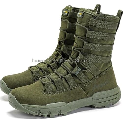 2021 New Military Combat Boots High Top Men Desert Boots Camping Hiking Shoes Casual Shoes Male Dropshipping