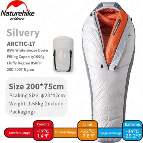 Naturehike Outdoor Alpine Series 850FP Goose Down Sleeping Bag Mummy -23℃ Camping Hiking Thickening Waterproof Windproof Winter