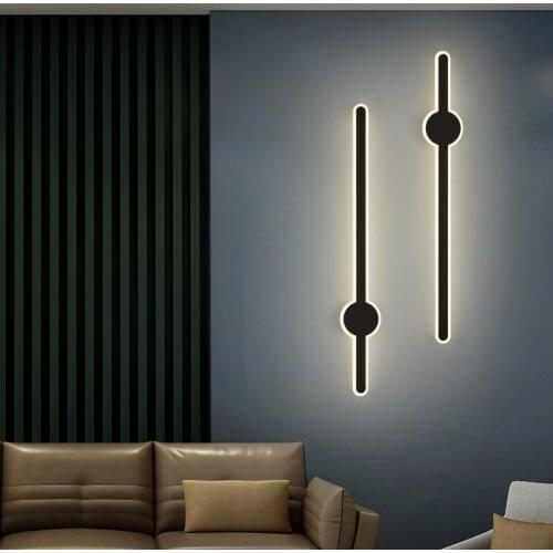 Nordic Minimalist Modern Wrought Iron Long Wall Lamp Round Acrylic Bedroom Study Corridor Lighting