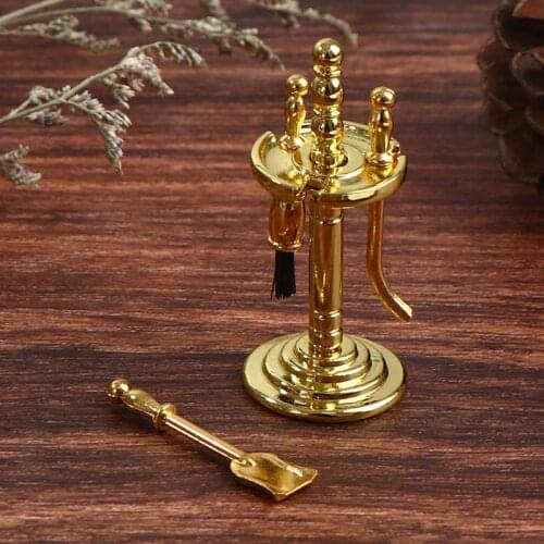 New！4Pcs/Set Alloy Miniature Cleaning Tools Display Holder For 1/12 Dolls House Life Scenes Decoration Accessory