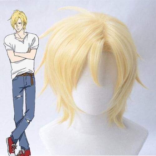 New Anime Banana Fish Ash Lynx Wigs Aslan Jade Callenreese Golden Cosplay Wig Heat Resistant Cosplay Wig+ Wig Cap