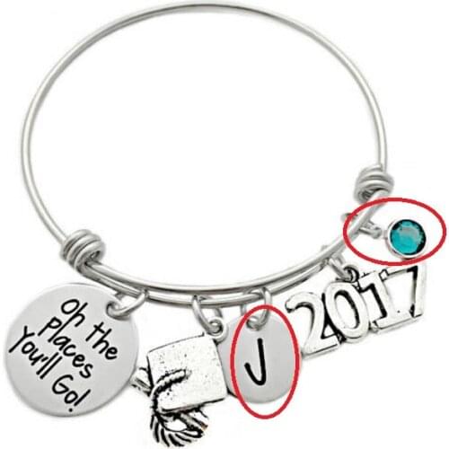 Personalized Oh the Places You'll Go Graduation Bracelet Engraved Jewelry Senior Graduation Gift Graduation Quote 2018 B288