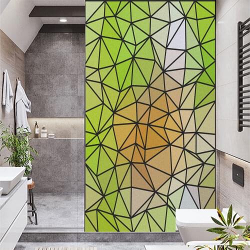 Window Film Privacy Colored Triangle No Glue Glass Sticker Sun Protection Heat Control Window Coverings for Homedecor